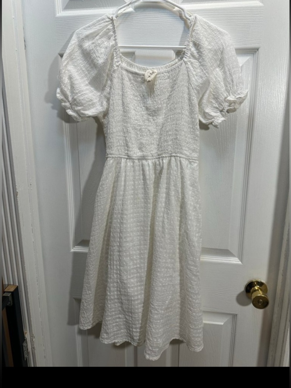 Hayden White Puff SleeveTextured Dress